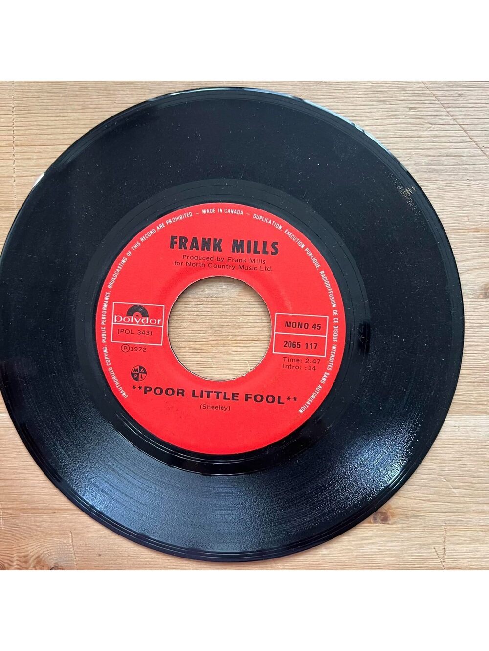 Frank Mills - Poor Little Fool/What do you think of Love 45rpm VG+ R20